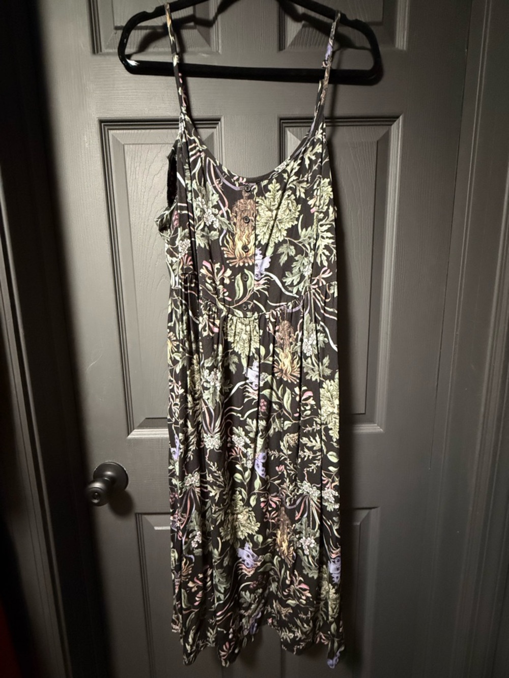 Disturbia Floral Print Black Dress with Spaghetti Straps